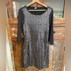 NWT Old Navy Sequined 3/4 Sleeve Gray Dress